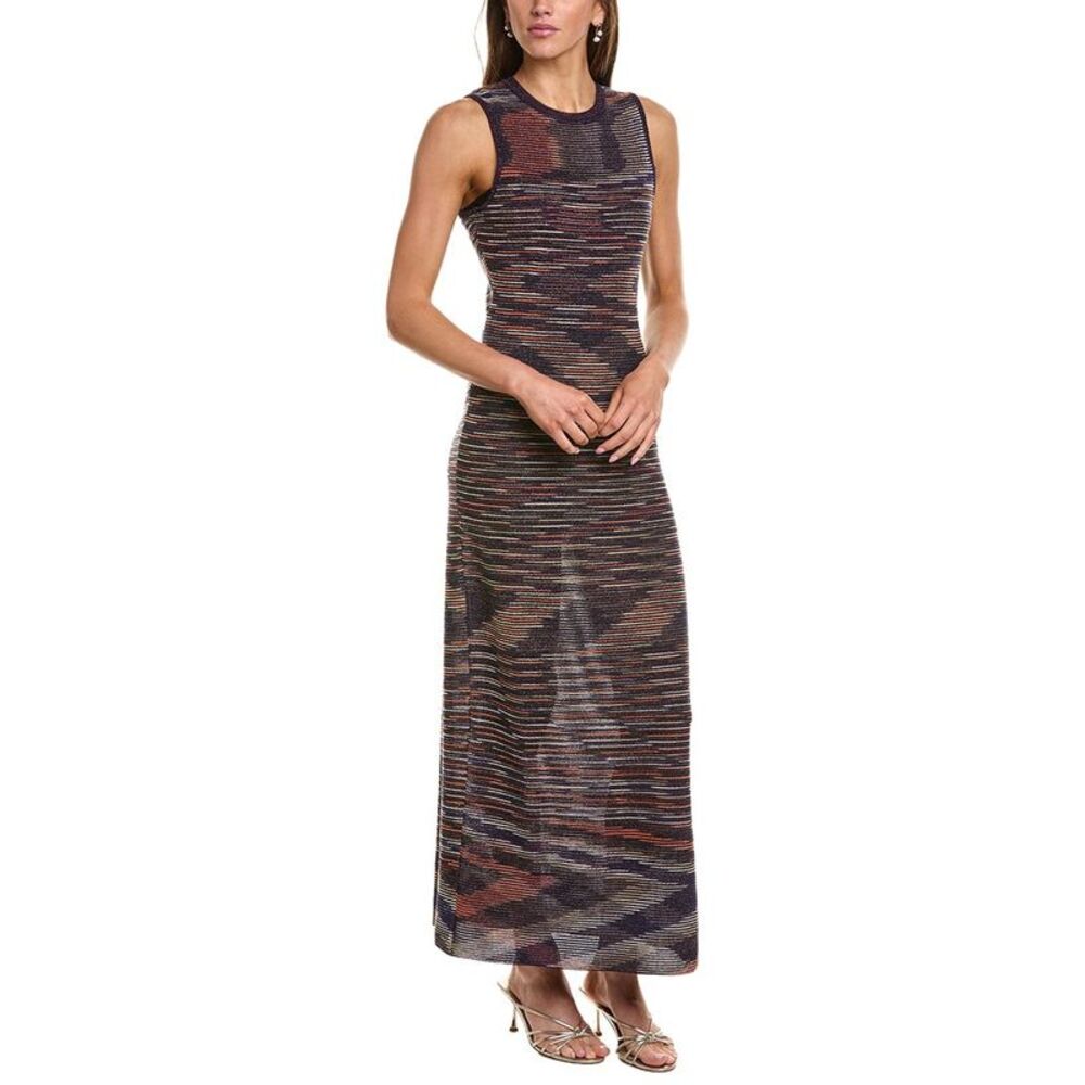 M Missoni Womens  Abito Lungo Wool-Blend Midi Dress, Navy